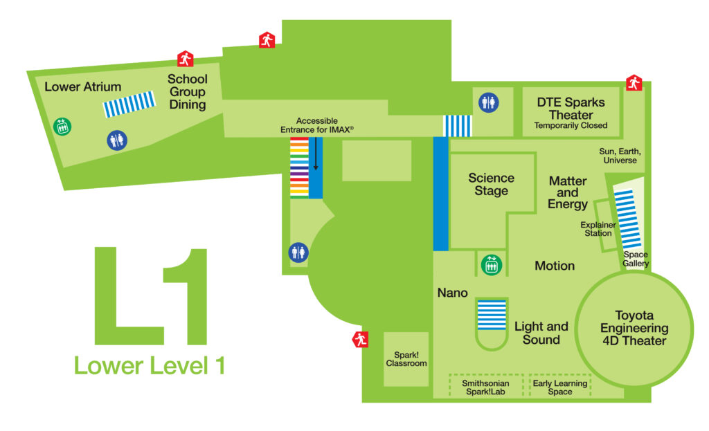 Lower Level Map Michigan Science Center