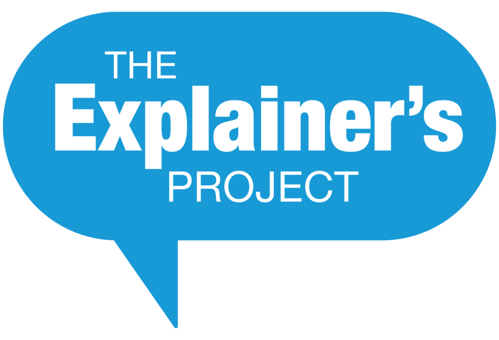 explainers project logo blue white